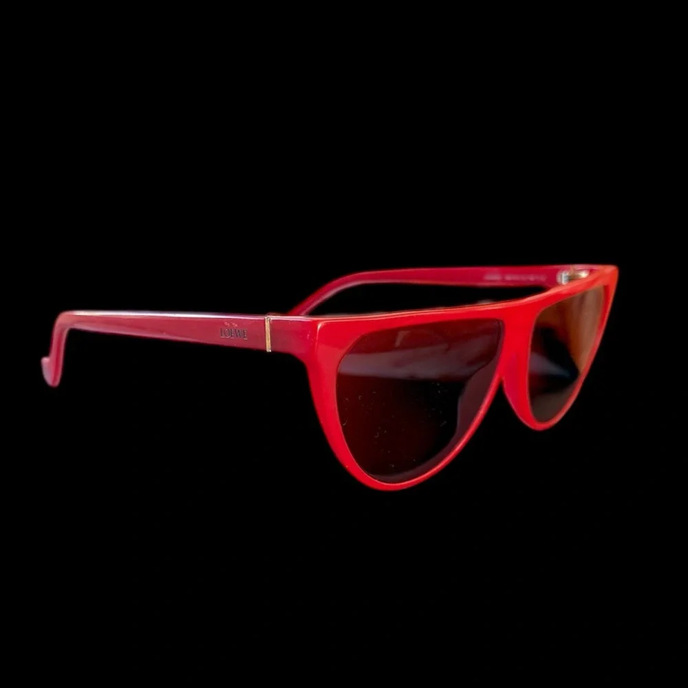 Red Loewe plastic frame black lens flat cat eye sunglasses sunnies gold